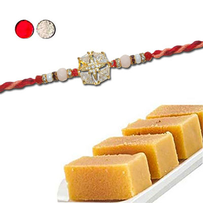 "RAKHIS -AD 4530 A (Single Rakhi), 500gms of Milk Mysore Pak - Click here to View more details about this Product